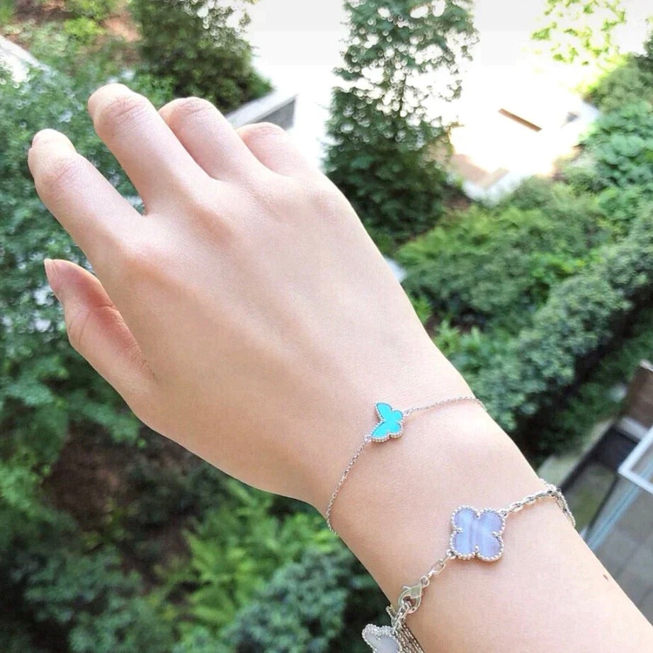 [⭐Novea]BUTTERFLY TURQUOISE BUTTERFLY BRACELET SILVER
