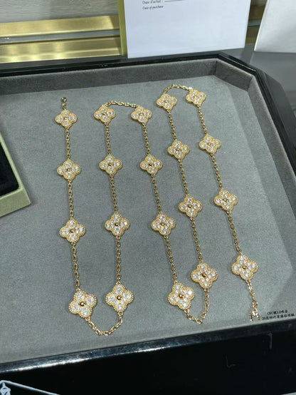 [⭐Novea]CLOVER 20 MOTIFS FULL-DIAMOND NECKLACE