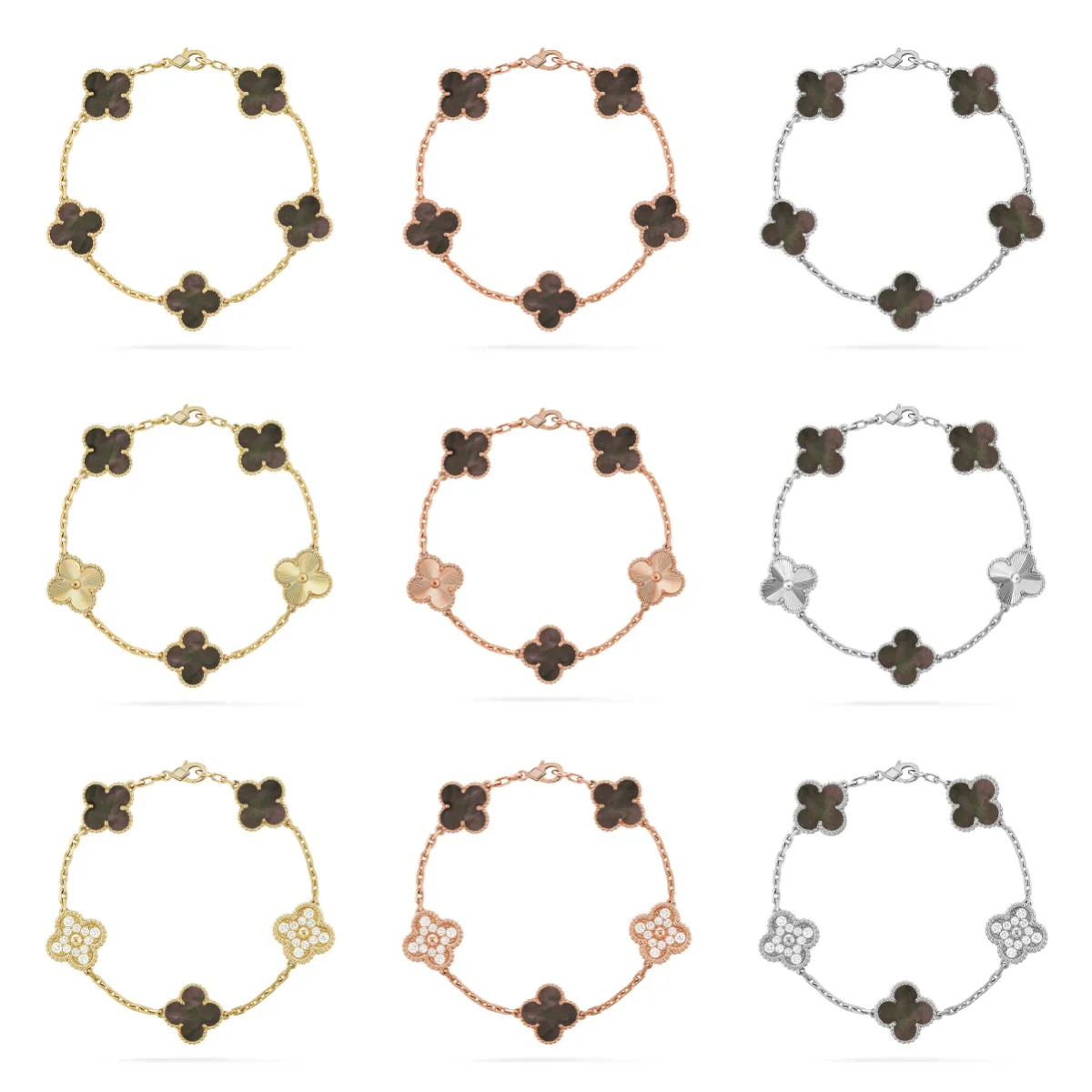 [⭐Novea] CLOVER 5 MOTIF GRAY MOP BRACELET COLLECTION