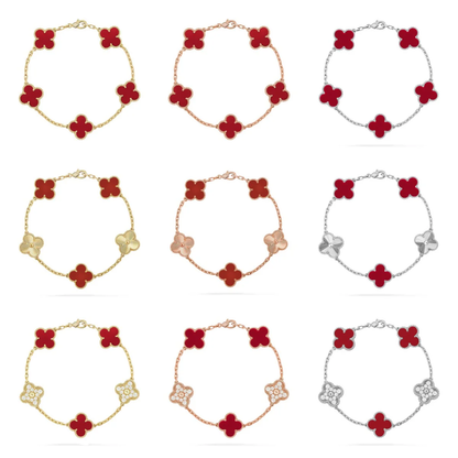 [⭐Novea] CLOVER 5 MOTIF RED CORNELIAN BRACELET COLLECTION