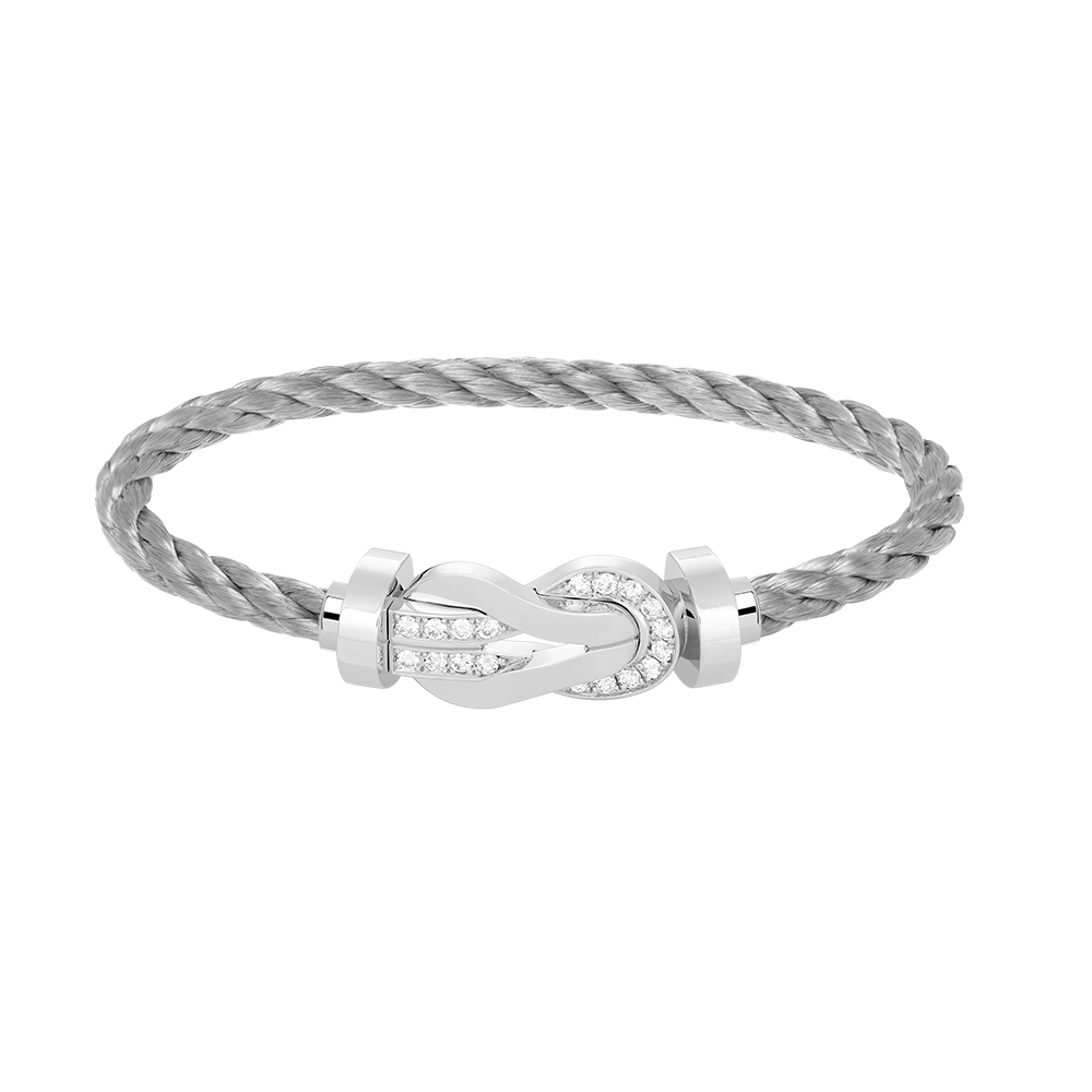 [⭐Novea]CHANCE LARGE 8 FIGURE BUCKLE HALF DIAMOND BRACELET SILVER