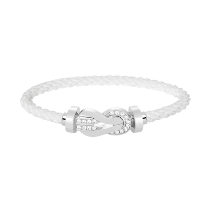 [⭐Novea]CHANCE LARGE 8 FIGURE BUCKLE HALF DIAMOND BRACELET SILVER