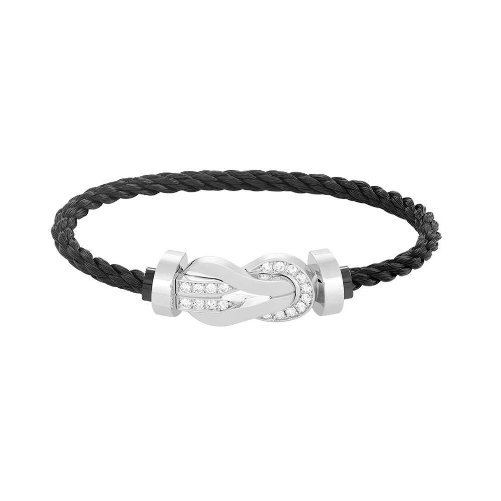 [⭐Novea]CHANCE LARGE 8 FIGURE BUCKLE HALF DIAMOND BRACELET SILVER