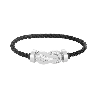 [⭐Novea]CHANCE LARGE 8 FIGURE BUCKLE HALF DIAMOND BRACELET SILVER