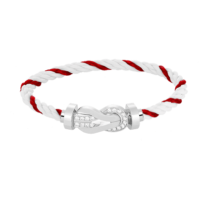 [⭐Novea]CHANCE LARGE 8 FIGURE BUCKLE HALF DIAMOND BRACELET SILVER