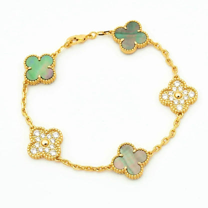 [⭐Novea] CLOVER 5 MOTIF GRAY MOP BRACELET COLLECTION