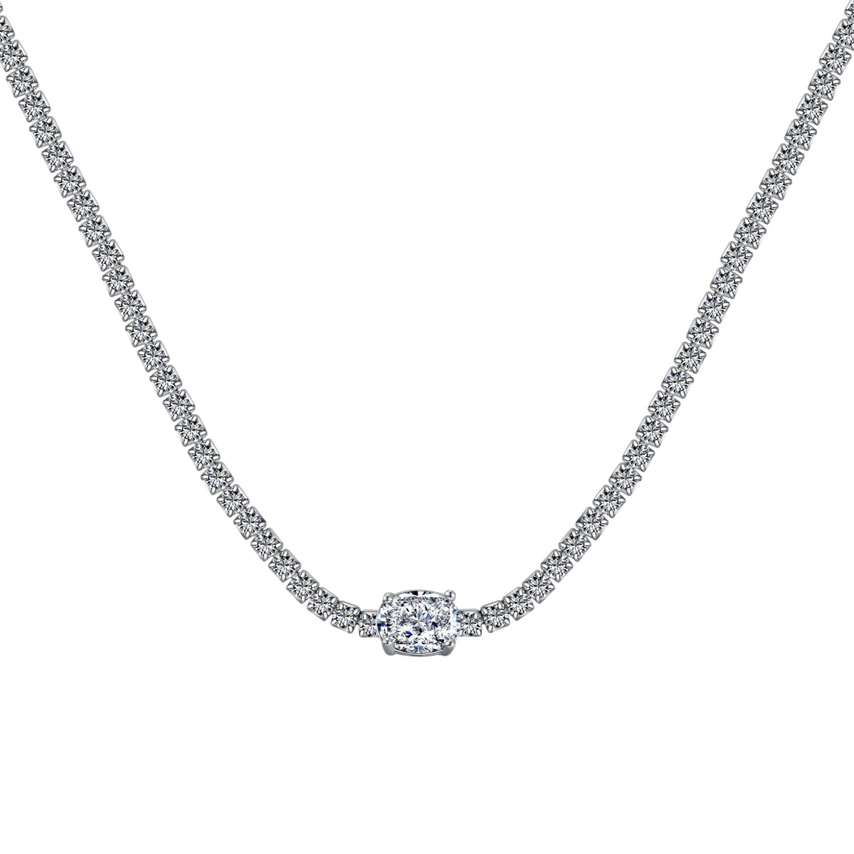 [Lucky Jewelry]1.0 Carat Shining Oval Cut Necklace