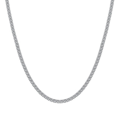 [Lucky Jewelry]Delicate Round Shape Tennis Necklace