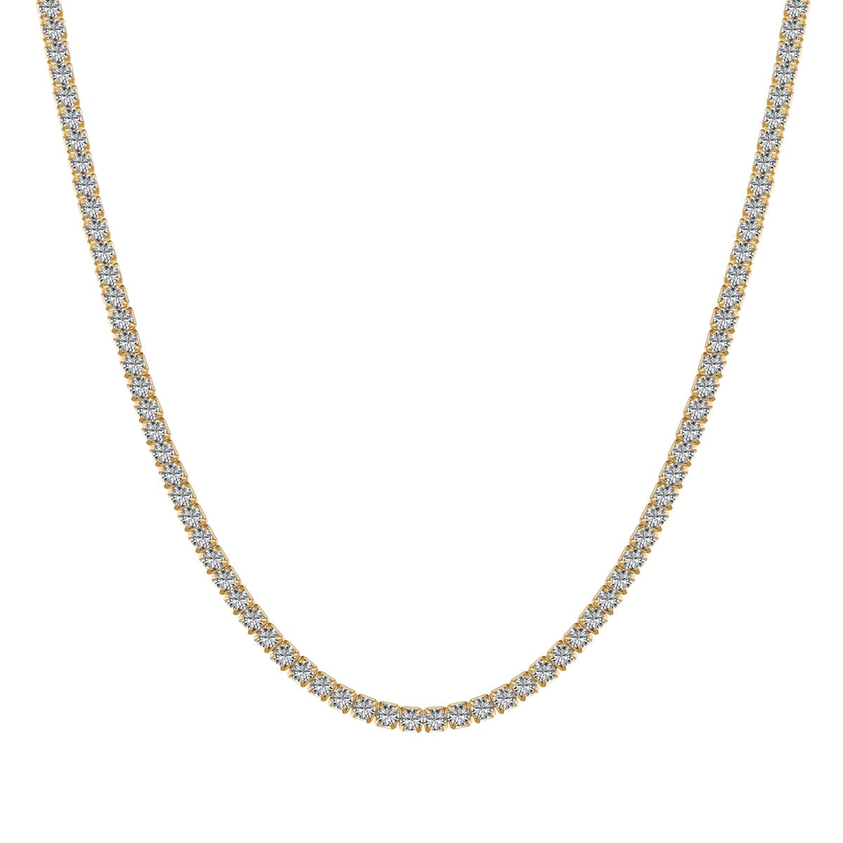 [Lucky Jewelry]Delicate Round Shape Tennis Necklace