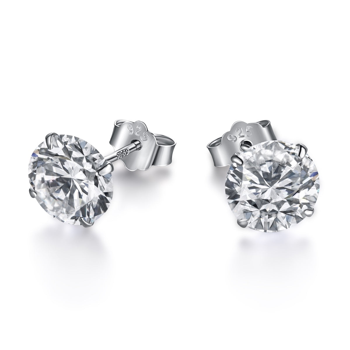 [Lucky Jewelry]Stylish Shiny Round Center Stone Stud Earrings