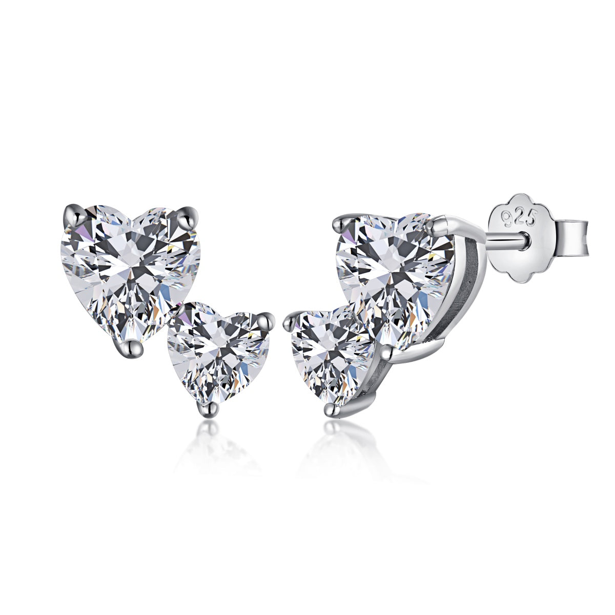 [Lucky Jewelry]Double Heart-Shape Classic Princess Style Earrings