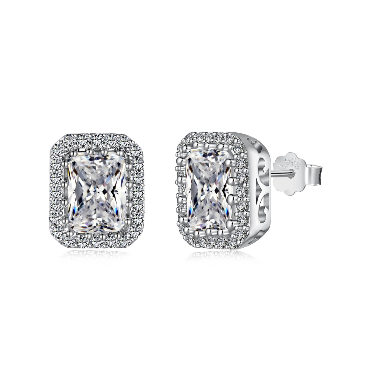[Lucky Jewelry]1.0 Carat Luxurious Dainty Emerald Cut Daily Earrings