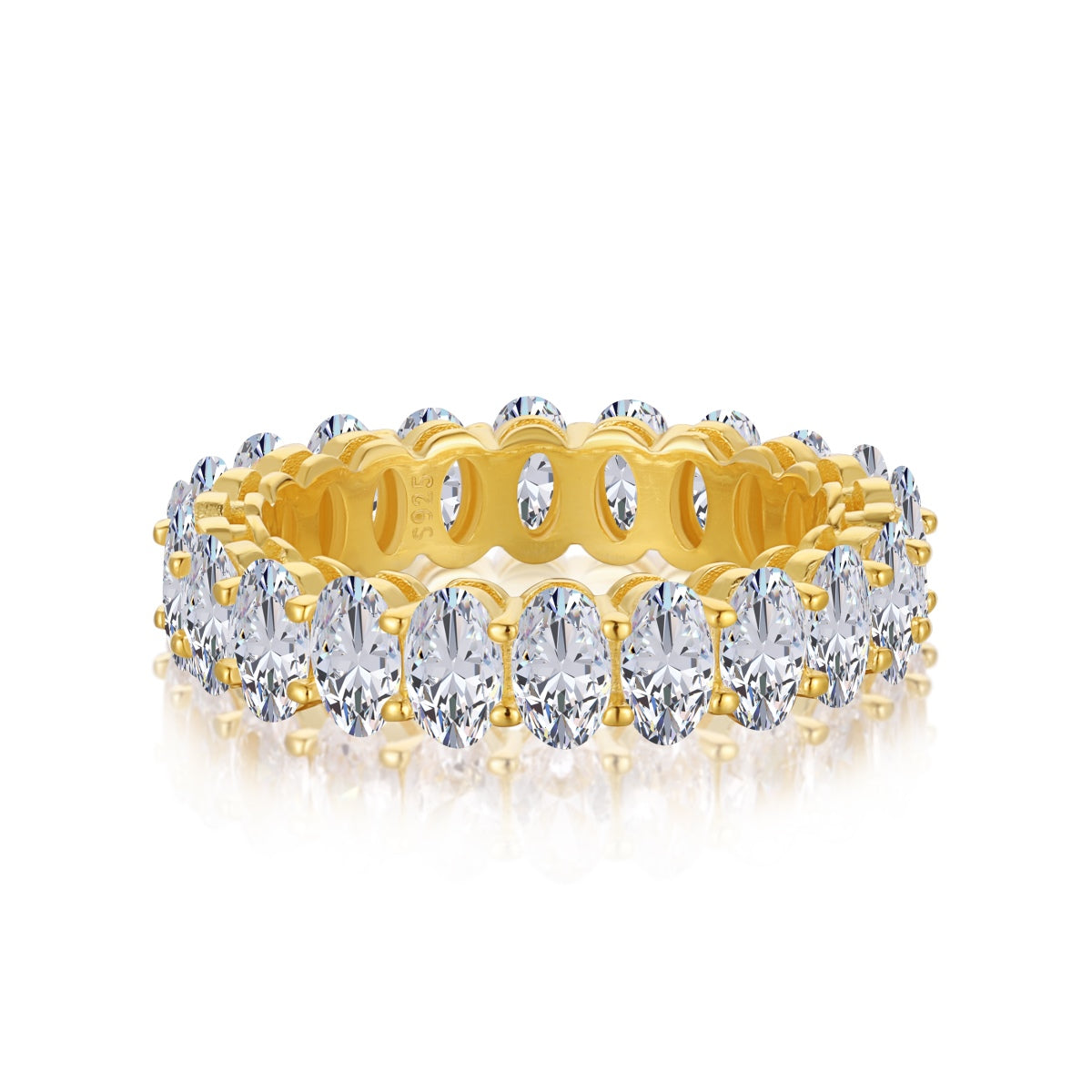 [Lucky Jewelry]Ornate Oval Cut Tennis Ring
