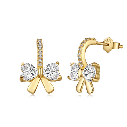 [Lucky Jewelry]Exquisite Earrings With Heart-Shaped Bow Design
