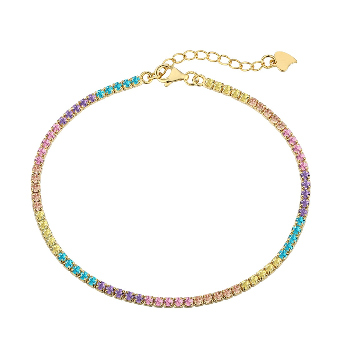 [Lucky Jewelry]Dazzling Colorful Round Cut Daily Bracelet