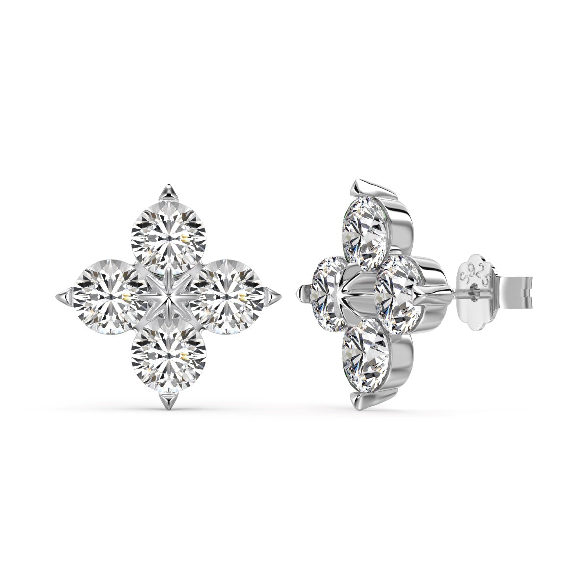 [Lucky Jewelry]Four-Leaf Clover Eight-Pointed Star Earrings