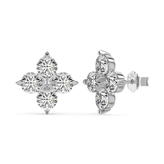 [Lucky Jewelry]Four-Leaf Clover Eight-Pointed Star Earrings