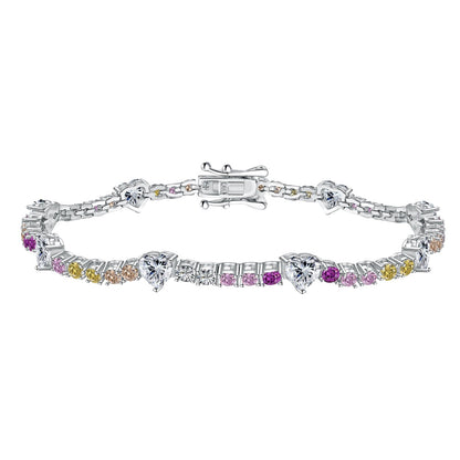 [Lucky Jewelry]Romantic Heart Shape Round Cut Lover Bracelet