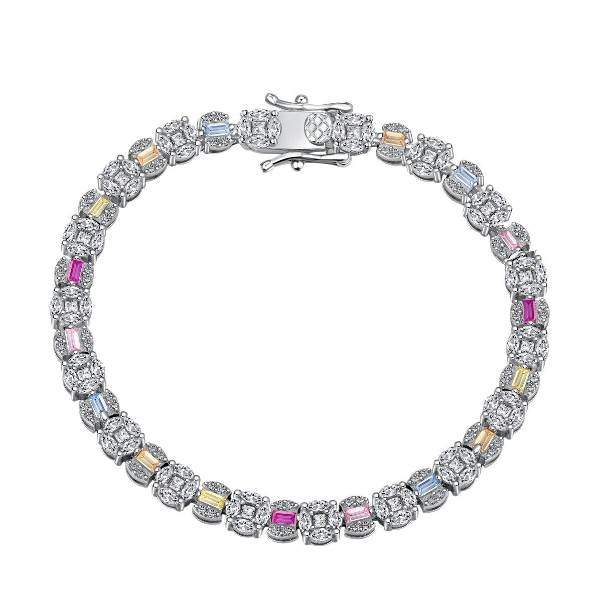 [Lucky Jewelry]Dazzling Radiant Multi Cut Daily Bracelet