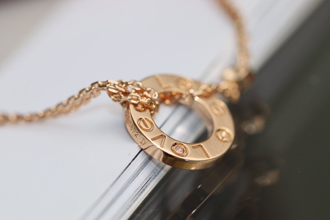 [⭐Novea]LOVE NECKLACE ADJUSTABLE ROSE GOLD 2 DIAMOND