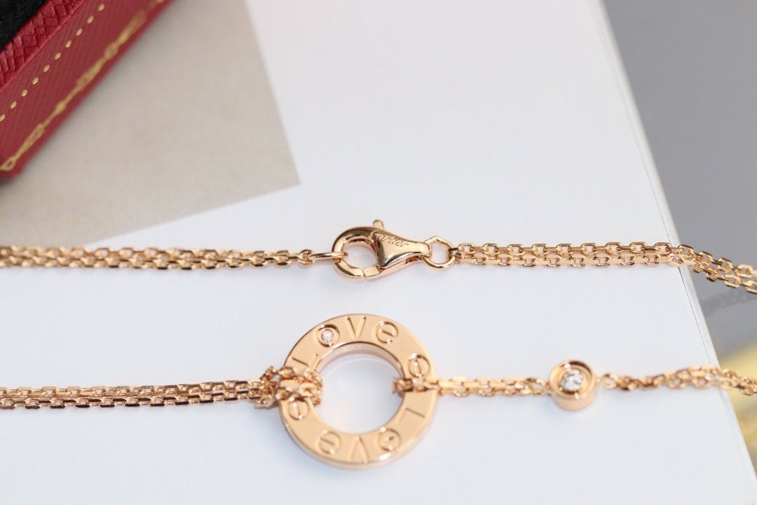 [⭐Novea]LOVE NECKLACE ADJUSTABLE ROSE GOLD 2 DIAMOND