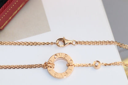 [⭐Novea]LOVE NECKLACE ADJUSTABLE ROSE GOLD 2 DIAMOND