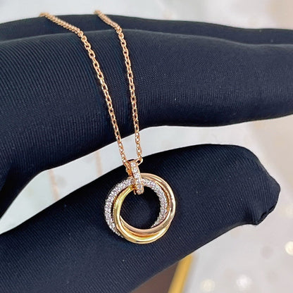 [⭐Novea]TRINITY NECKLACE SILVER GOLD PINK GOLD DIAMONDS