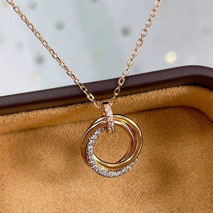 [⭐Novea]TRINITY NECKLACE SILVER GOLD PINK GOLD DIAMONDS