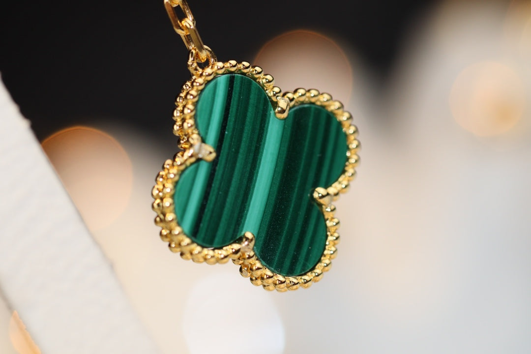 [⭐Novea]CLOVER EARRINGS GOLD MALACHITE DIAMOND 3 MOTIF