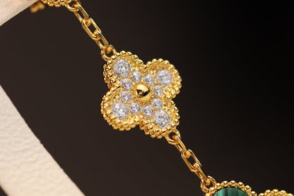 [⭐Novea]CLOVER EARRINGS GOLD MALACHITE DIAMOND 3 MOTIF