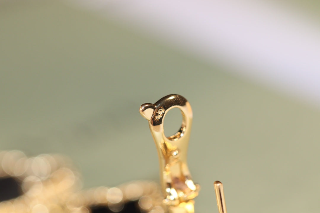 [⭐Novea]CLOVER EARRINGS GOLD ONYX MOP 3 MOTIF