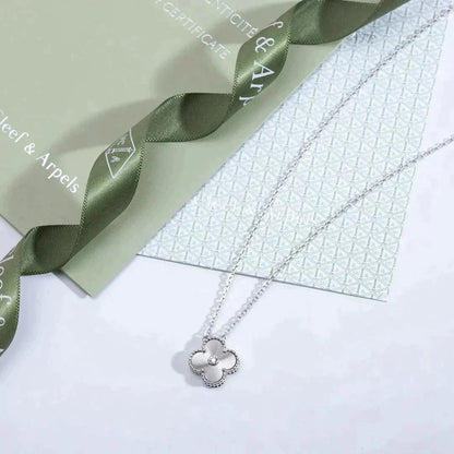 [⭐Novea]CLOVER  15MM DIAMOND LASER NECKLACE SILVER