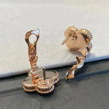 [⭐Novea]CLOVER MEDIUM 1 MOTIFS GRAY MOP  DIAMOND EARRINGS