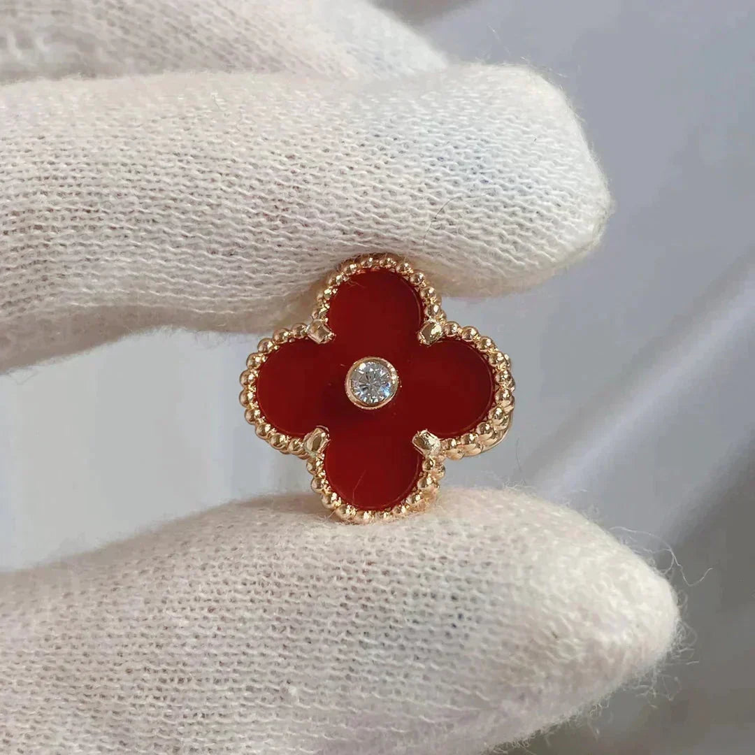 [⭐Novea]CLOVER MEDIUM 1 MOTIFS CARNELIAN  DIAMOND earrings
