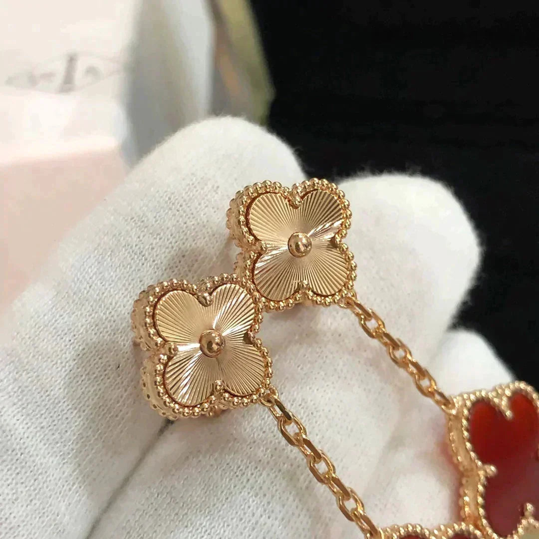 [⭐Novea]CLOVER 2 MOTIF  LASER CARNELIAN EARRINGS