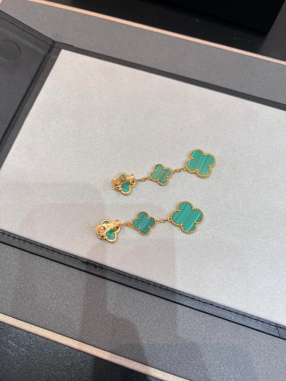 [⭐Novea]CLOVER MALACHITE 3 MOTIFS GOLD