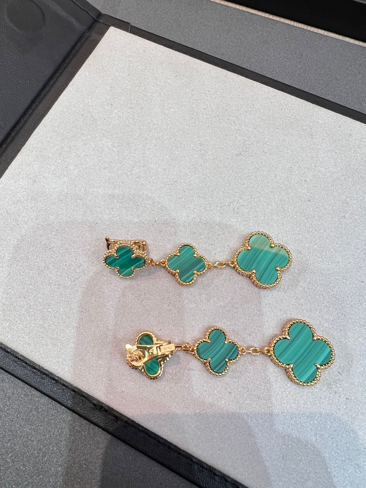 [⭐Novea]CLOVER MALACHITE 3 MOTIFS GOLD