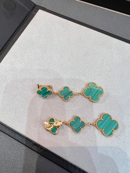 [⭐Novea]CLOVER MALACHITE 3 MOTIFS GOLD