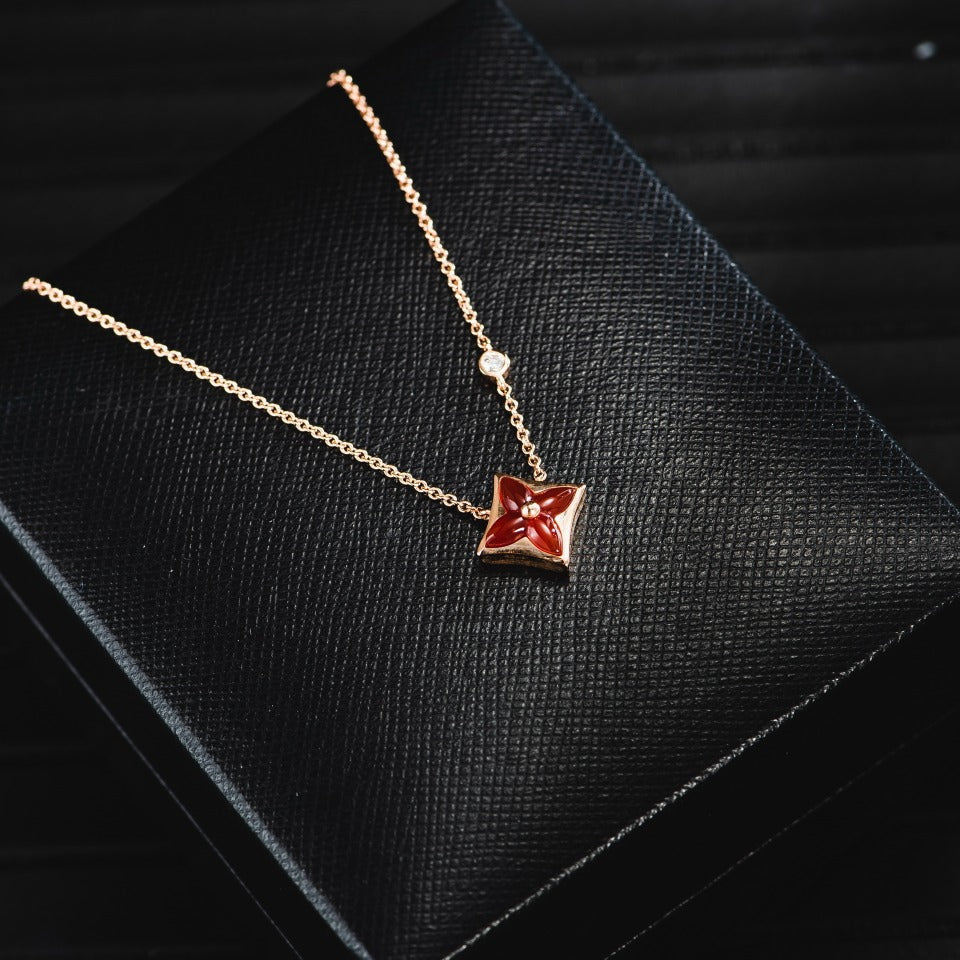 [⭐Novea]STAR NECKLACE PINK GOLD 1 DIAMOND