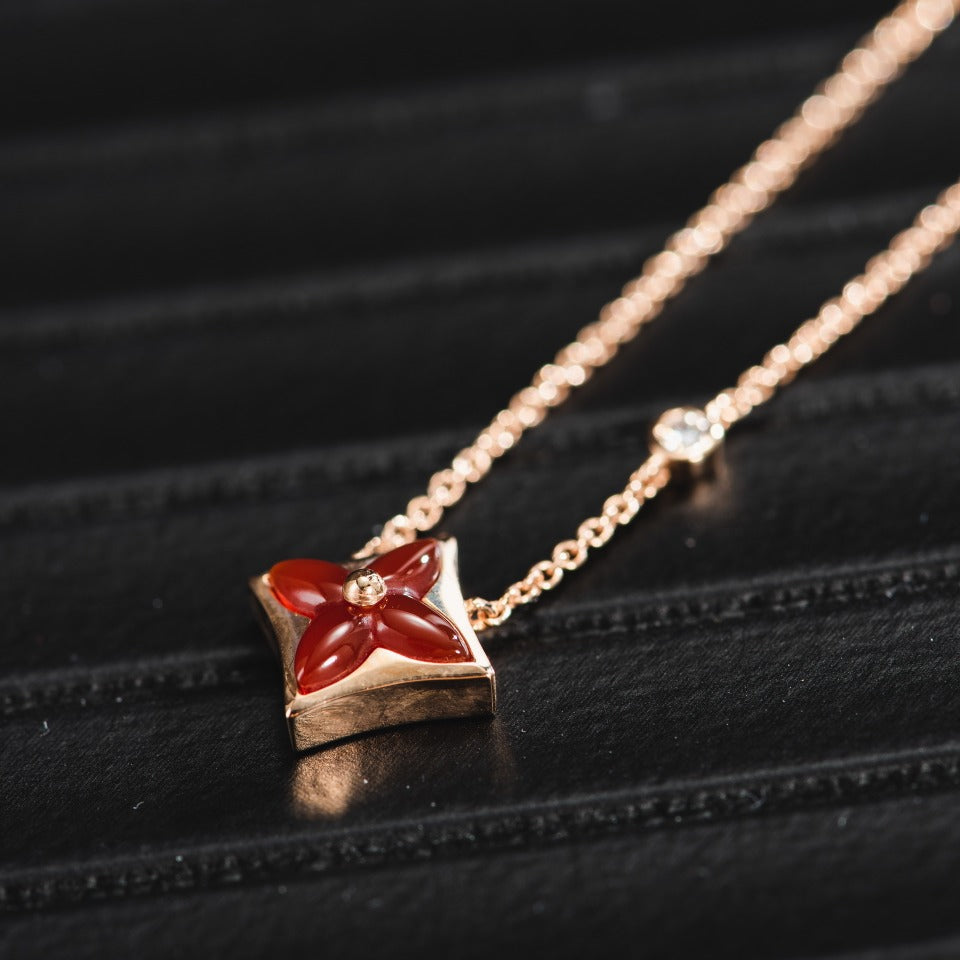 [⭐Novea]STAR NECKLACE PINK GOLD 1 DIAMOND