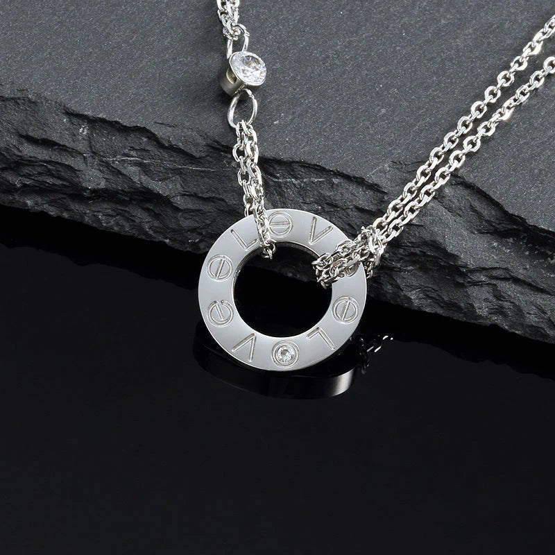 [⭐Novea]LOVE NECKLACE 16MM 2 DIAMONDS