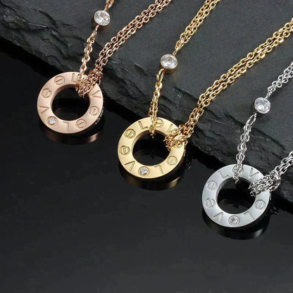 [⭐Novea]LOVE NECKLACE 16MM 2 DIAMONDS