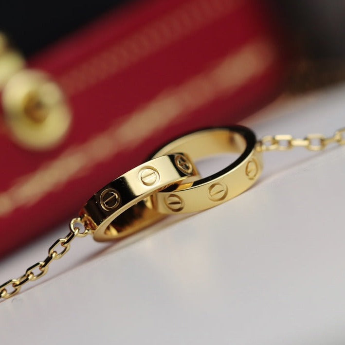 [⭐Novea]LOVE NECKLACE DOUBLE RING GOLD