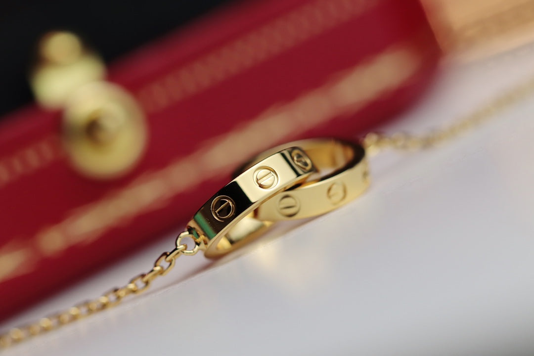 [⭐Novea]LOVE NECKLACE DOUBLE RING GOLD