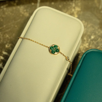 [⭐Novea]SUN MALACHITE 1 DIAMOND PINK GOLD BRACELET