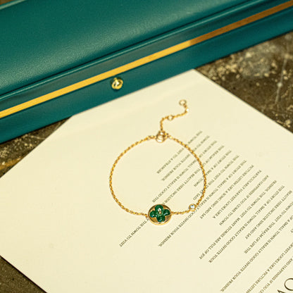 [⭐Novea]SUN MALACHITE 1 DIAMOND PINK GOLD BRACELET