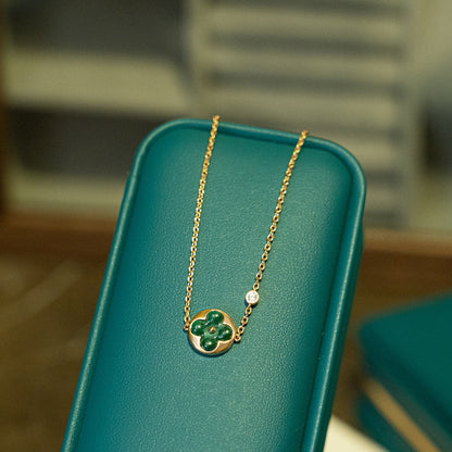 [⭐Novea]SUN MALACHITE 1 DIAMOND PINK GOLD BRACELET