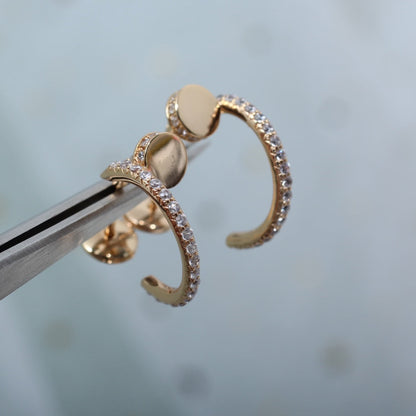 [⭐Novea]JUSTE EARRINGS 12.75MM PINK GOLD DIAMOND