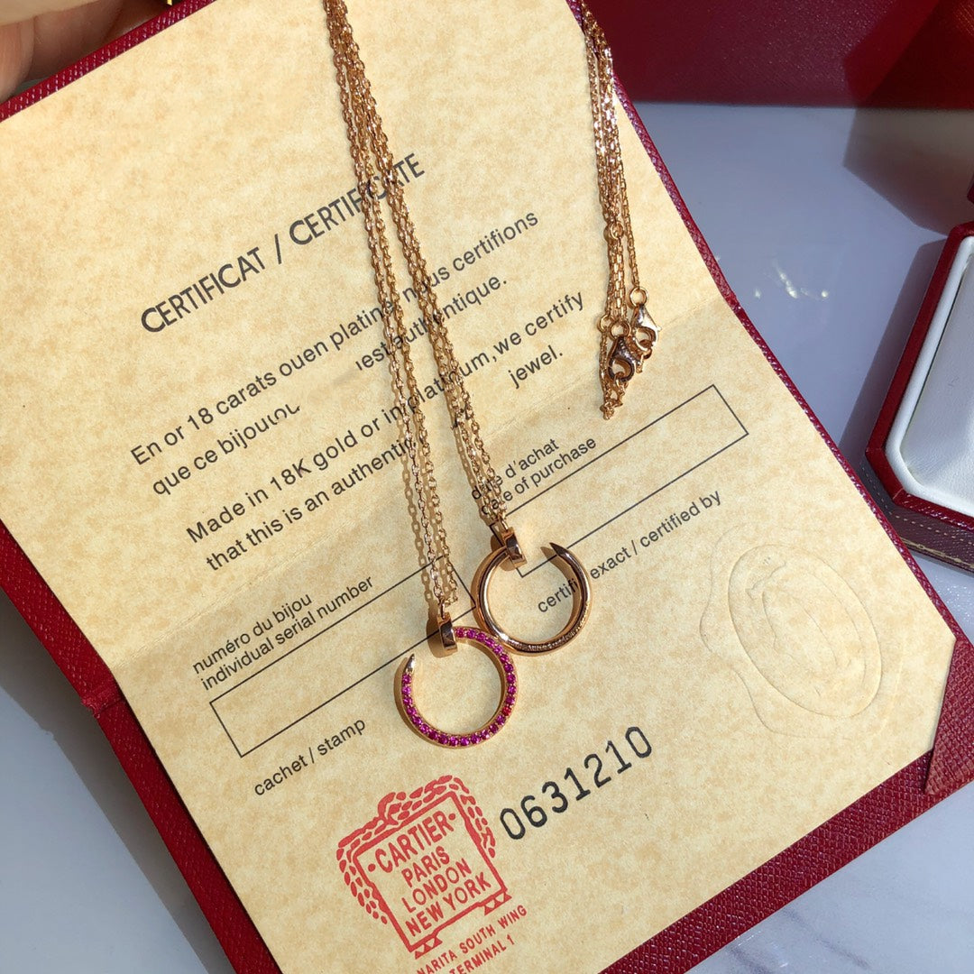 [⭐Novea]JUSTE NECKLACE GOLD RED DIAMONDS