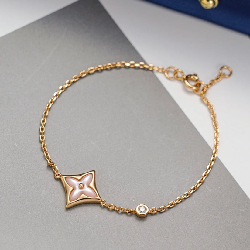 [⭐Novea]STAR 1 DIAMOND PINK GOLD BRACELET